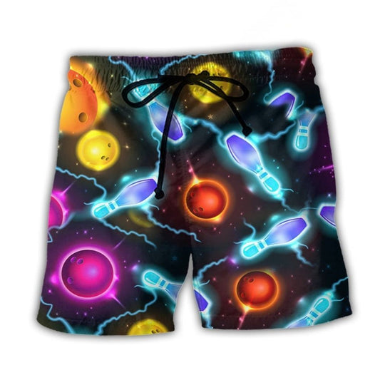 Bowling Ball And Pins Amazing Galaxy - Beach Short