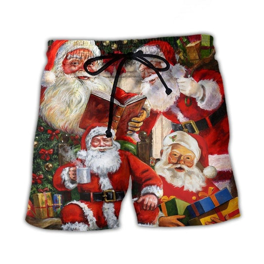 Christmas Santa Story Night Painting Style – Beach Short