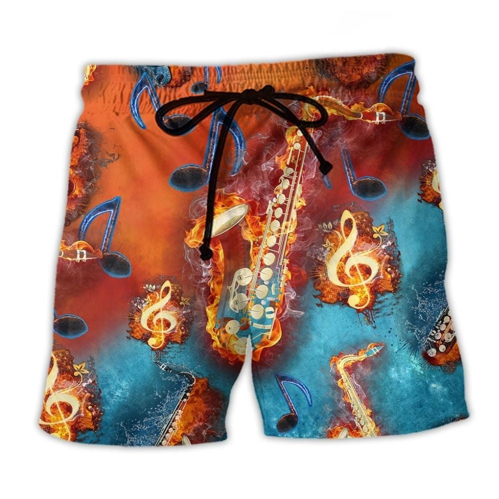 Red Black Music Love Style – Beach Short