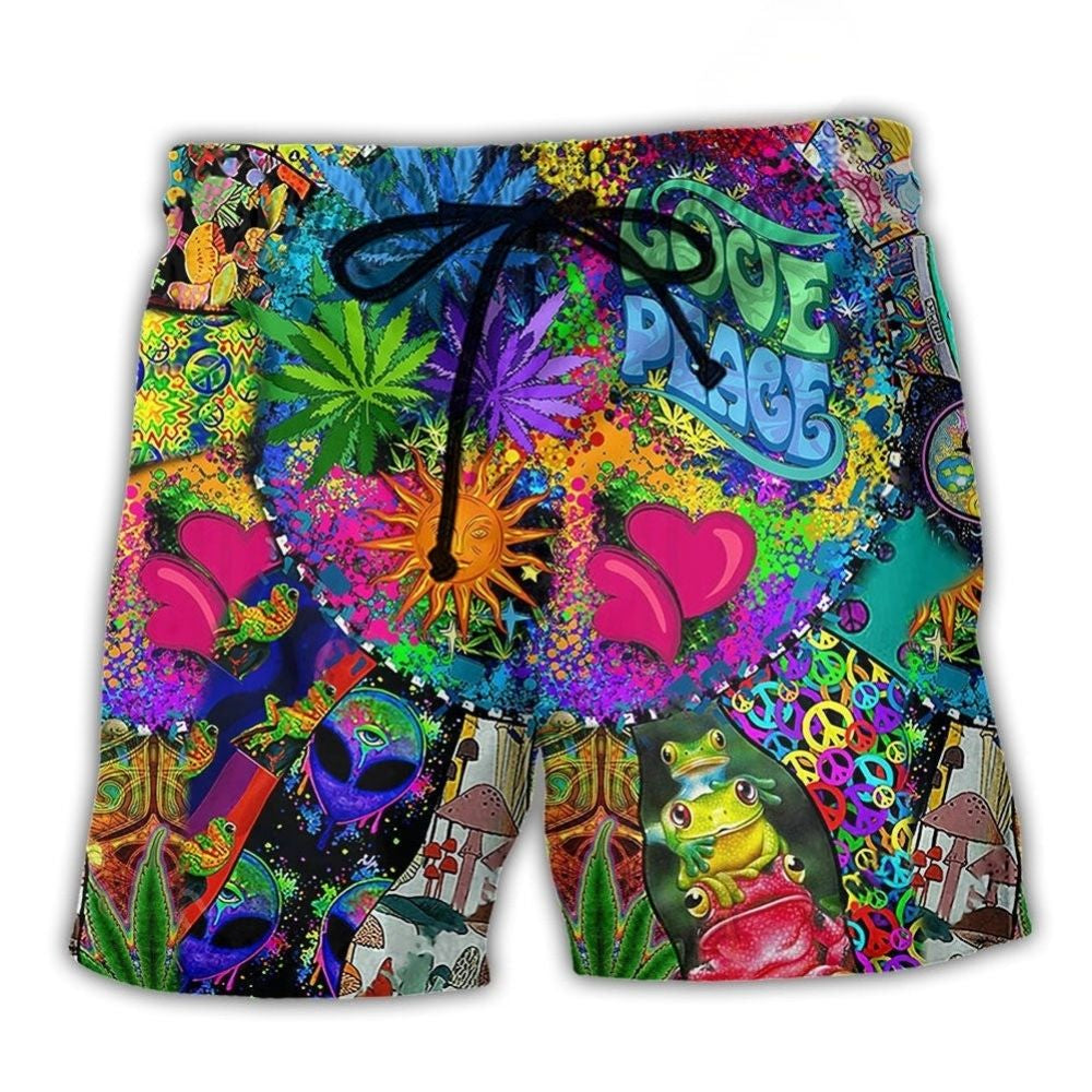 Hippie Alien Frog Peace Art – Beach Short