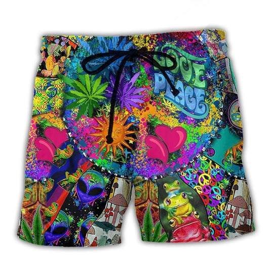 Hippie Alien Frog Peace Art – Beach Short