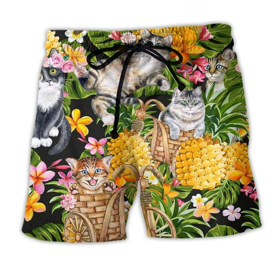 Cat Floral Garden Art – Beach Short