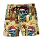 Christmas Skull Merry Xmas Holiday Art – Beach Short