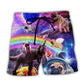 Pug Galaxy Rainbow Fantasy Art – Beach Short