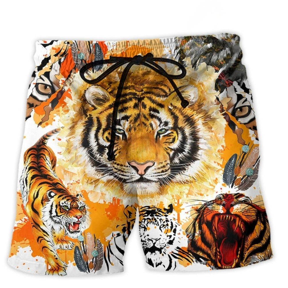 Colorful Tiger Painting Cool – Beach Short