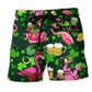 Flamingos Beer Saint Patrick Pattern - Beach Short