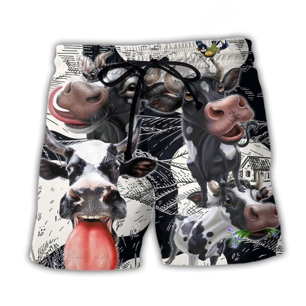 Happy Dairy Cow Farm Life Art – Beach Short