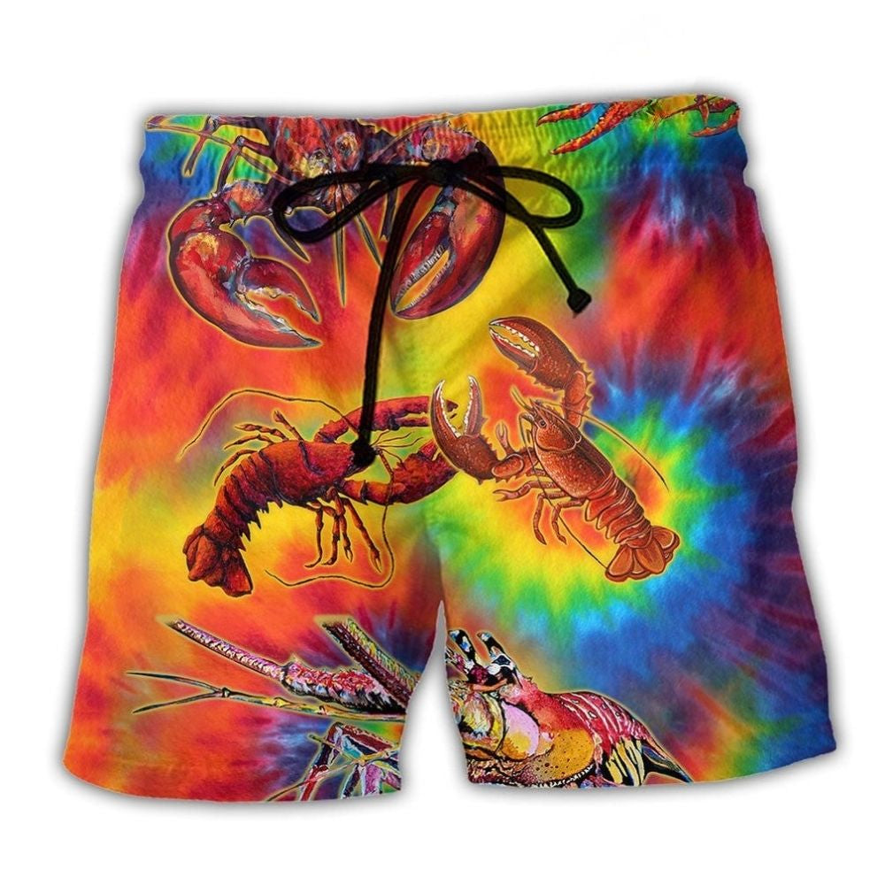 Red Shrimp Rainbow Colorful Art – Beach Short