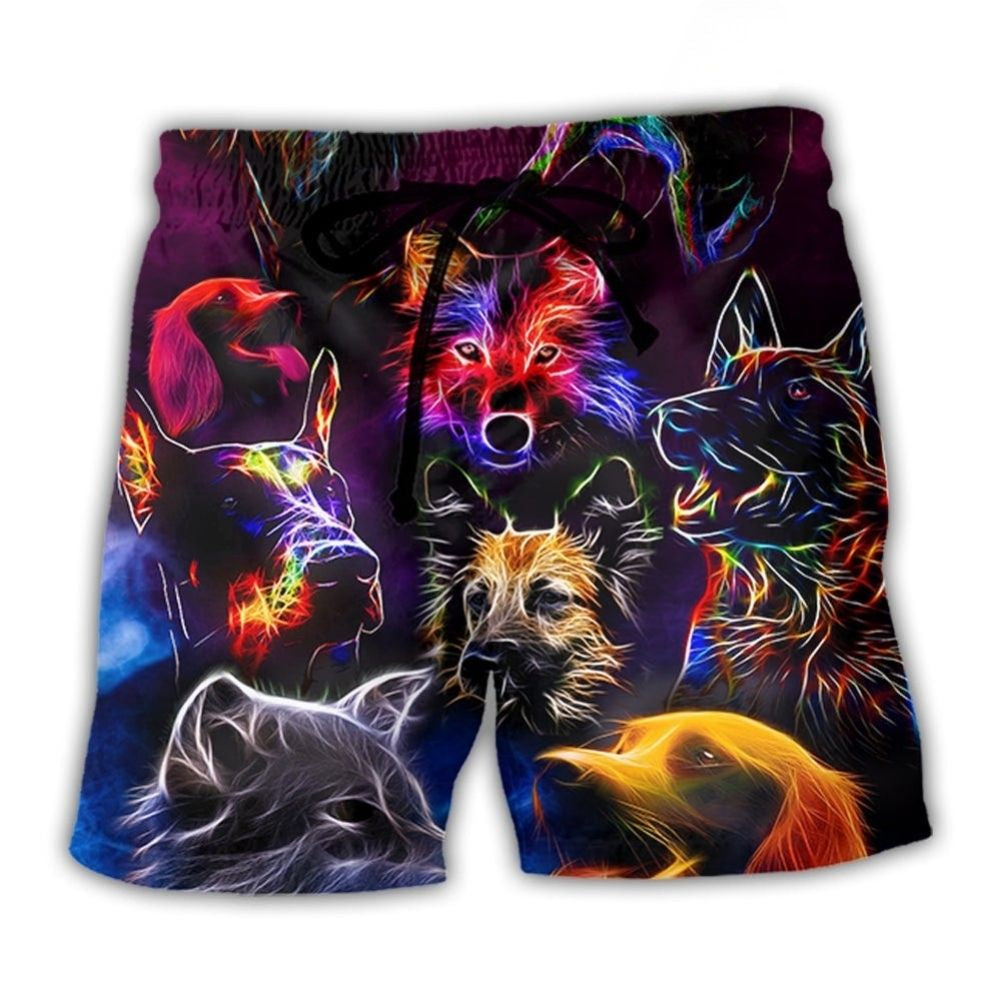 Neon Lightning Dog Art – Beach Short