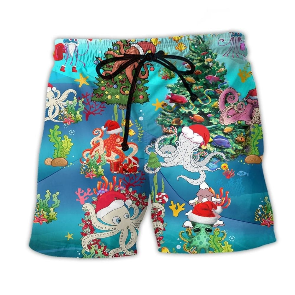 Octopus Merry Xmas Art – Beach Short
