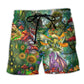 Hippie Dragon Magic Mushroom Art - Beach Short