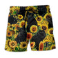Black Cat Sunflower Love – Beach Short