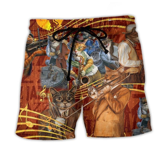 Cat Jazz Music Lover – Beach Short