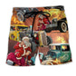 Hot Rod Santa Fire Christmas Art – Beach Short