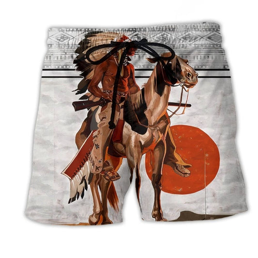 Native Peace Sun Red Style - Beach Short