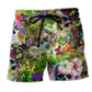 Skull Love Butterfly Floral Art – Beach Short