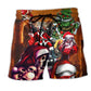 Christmas Skull Santa Holiday Art – Beach Short
