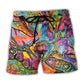 Dinosaur Art Colorful Style - Beach Short