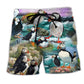 Penguin Coastal Animal Art - Beach Short