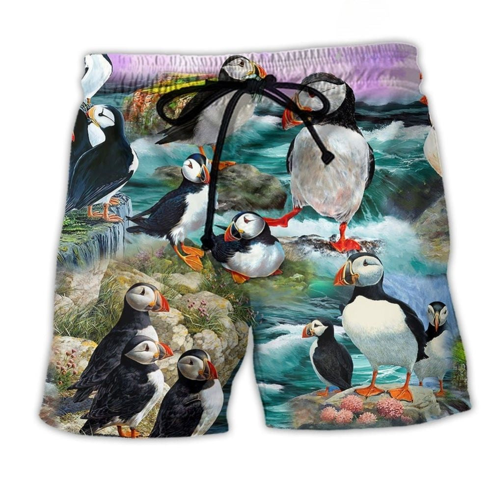 Penguin Coastal Animal Art - Beach Short