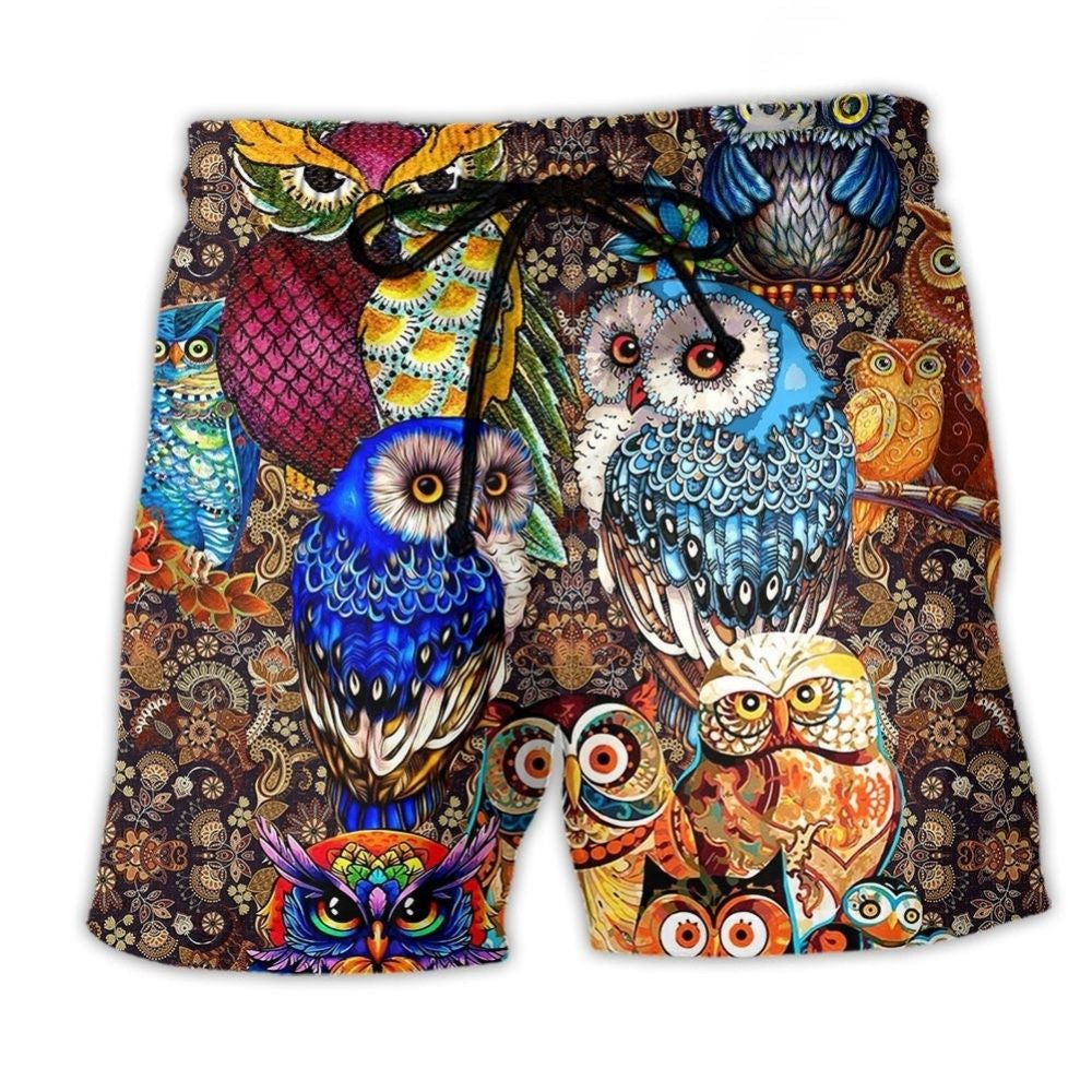 Owl Full Color Speical Pattern - Beach Short
