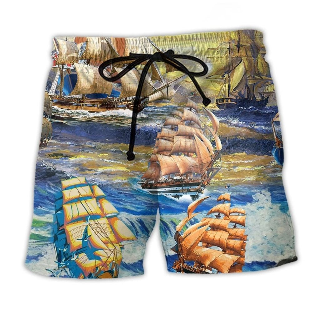 Sailing Use Any Wind Nautical Quote Art – Beach Short