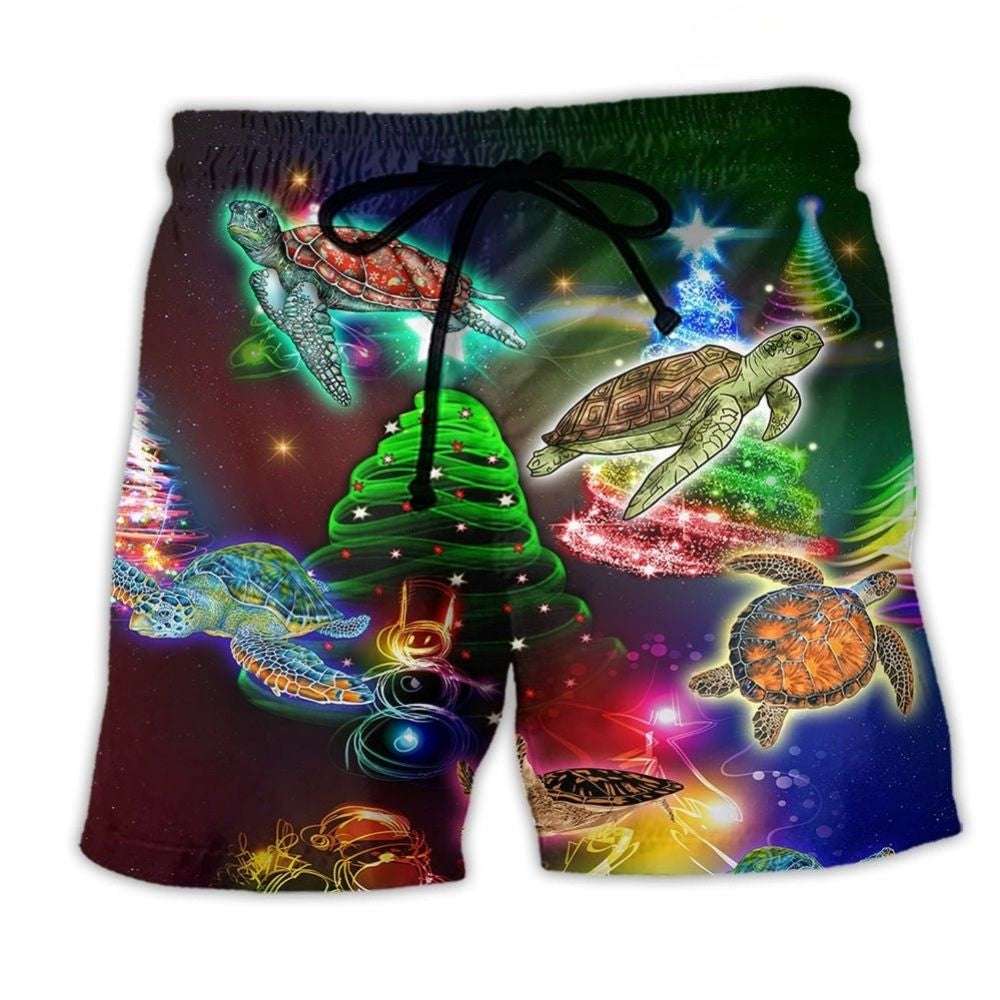 Neon Turtle Holiday Color Glow Art – Beach Short