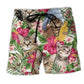 Tabby Cat Summer Tropical Floral – Beach Short