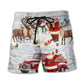 Christmas Santa Snow Gift Painting – Beach Short