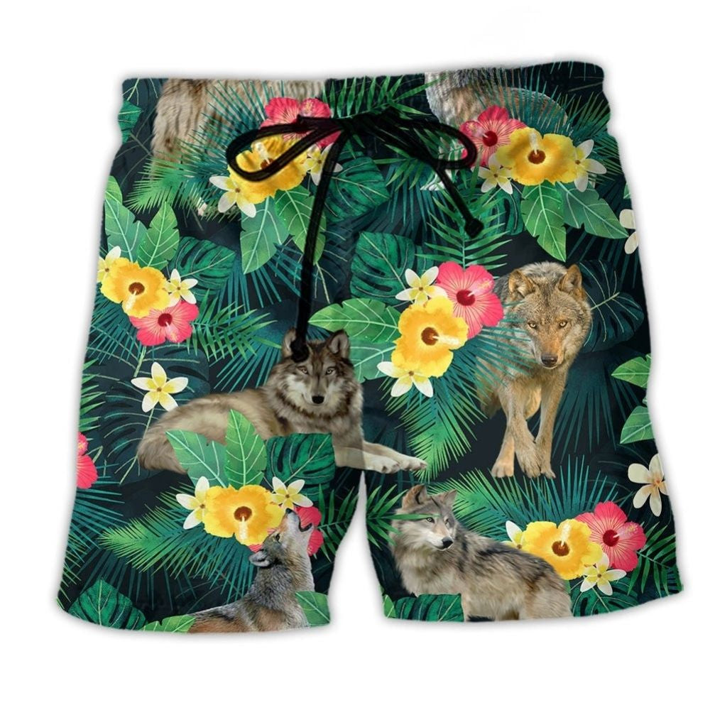 Wolf Tropical Floral Summer Vibes – Beach Short