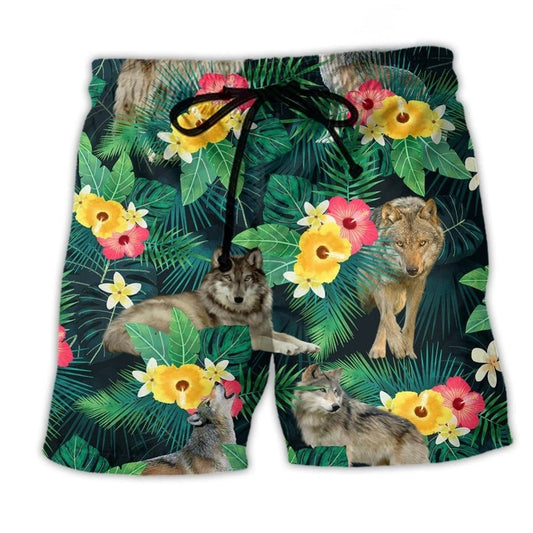Wolf Tropical Floral Summer Vibes – Beach Short