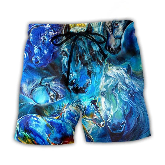 Blue Light Horse Face Modern – Beach Short