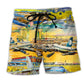 Airplane Takeoff Colorful Sky – Beach Short