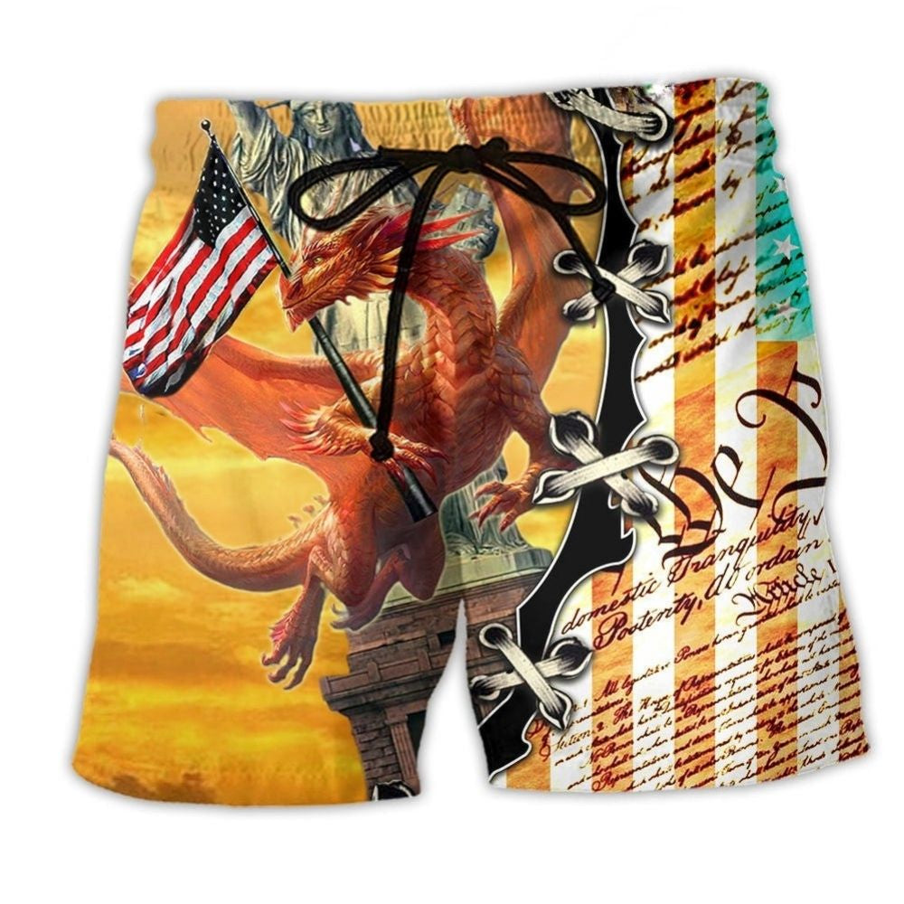 Dragon American Flag Love – Beach Short
