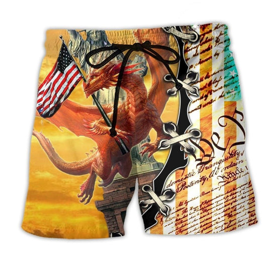 Dragon American Flag Love – Beach Short