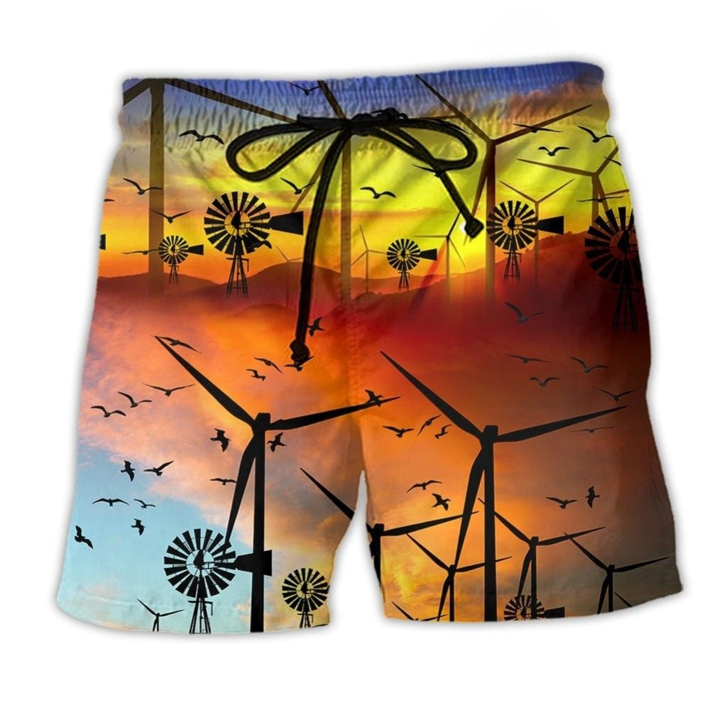 Wind Turbine Green Planet Peace Art – Beach Short