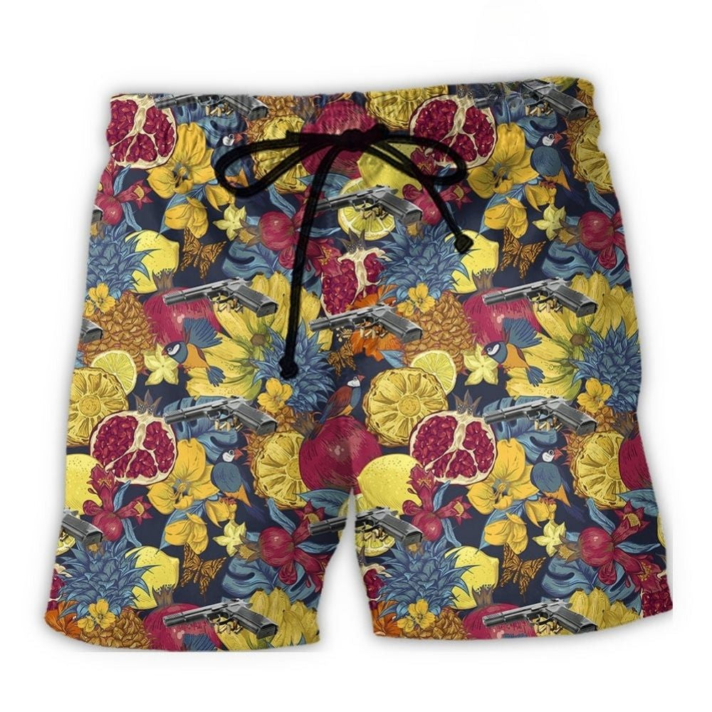 Gun Skull Hand Dark Tropical – Beach Short