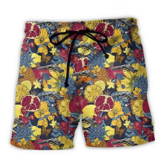 Gun Skull Hand Dark Tropical – Beach Short