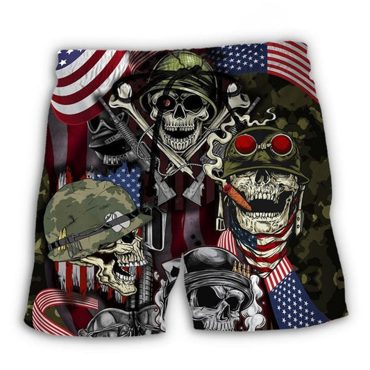 Veteran Skull Courage War Art – Beach Short