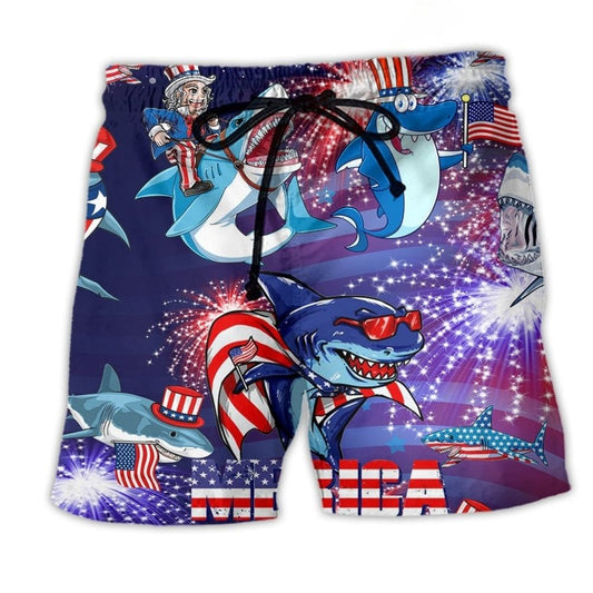 Patriotic Shark America Theme Art – Beach Short