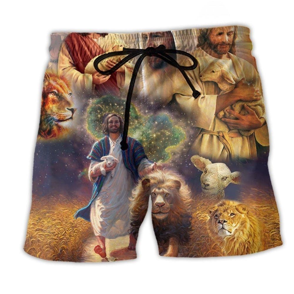 Jesus Animals Saved Inspired Style – Beach Short