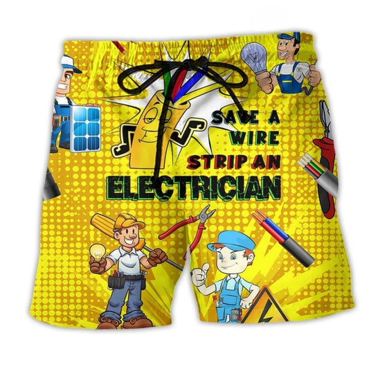 Electrician Save A Wire Funny Quote - Beach Short