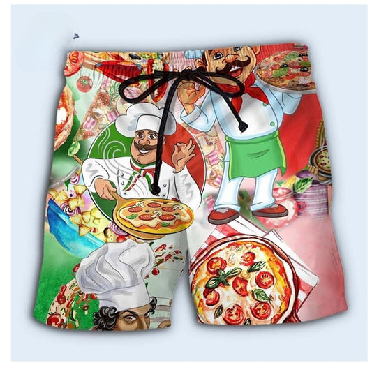 Food Colorful Pizza Slice Happy Day - Beach Short
