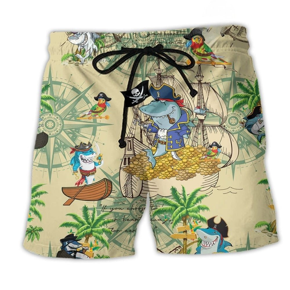 Pirate Shark Adventure Ocean Art – Beach Short