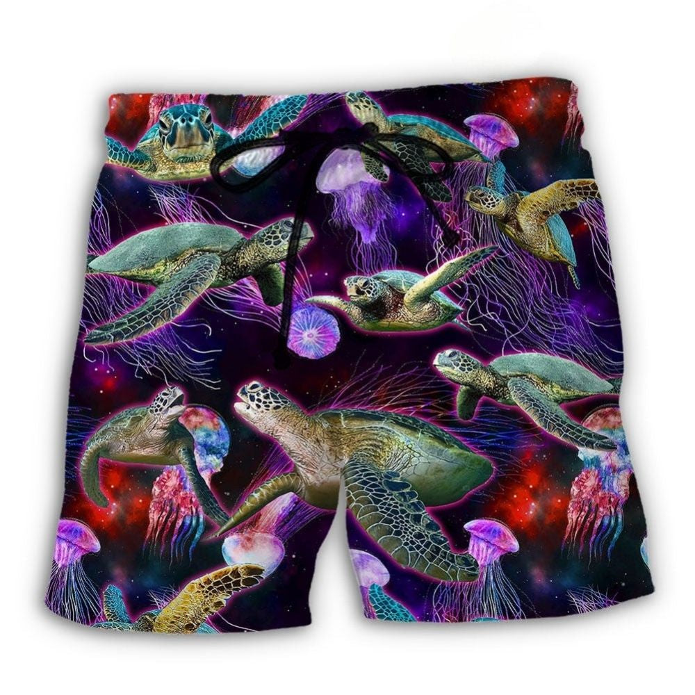Neon Turtle Ocean Glow Art – Beach Short