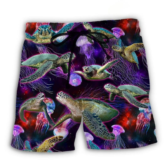 Neon Turtle Ocean Glow Art – Beach Short