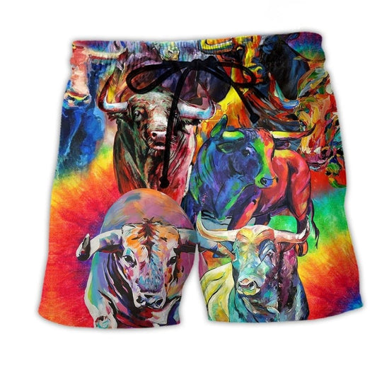 Colorful Bull Animals – Beach Short