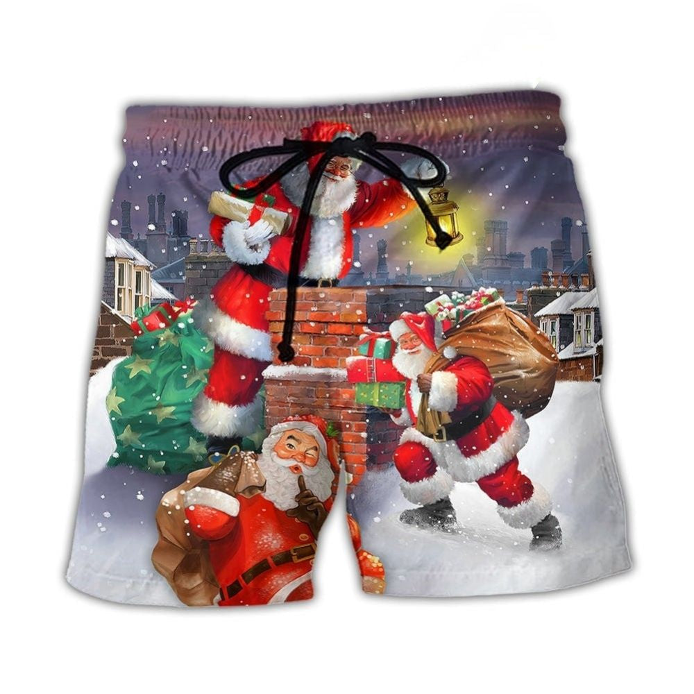 Christmas Santa Fun Holiday Art – Beach Short