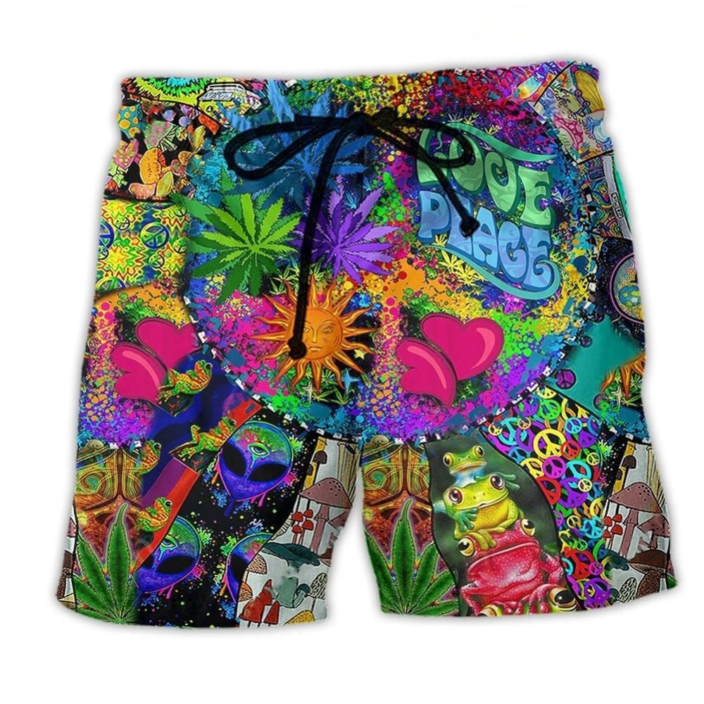 Hippie Alien Frog Mushroom Peace – Beach Short