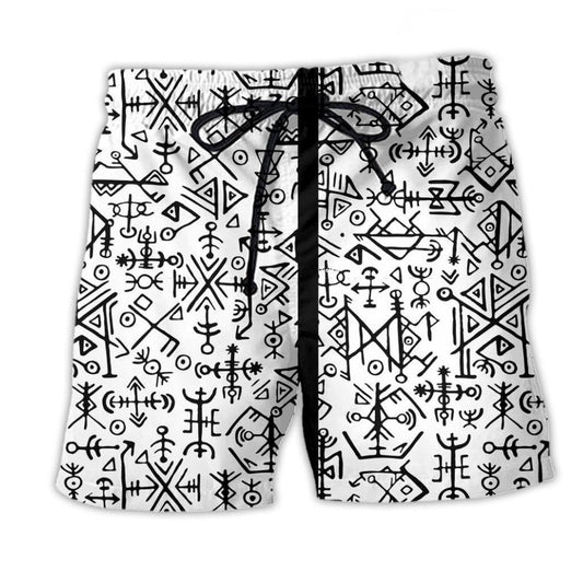 Viking Victory Black And White Art – Beach Short